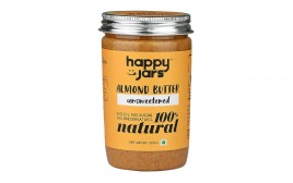 Happy Jars Almond Butter Unsweetened 100% Natural  Glass Jar  265 grams